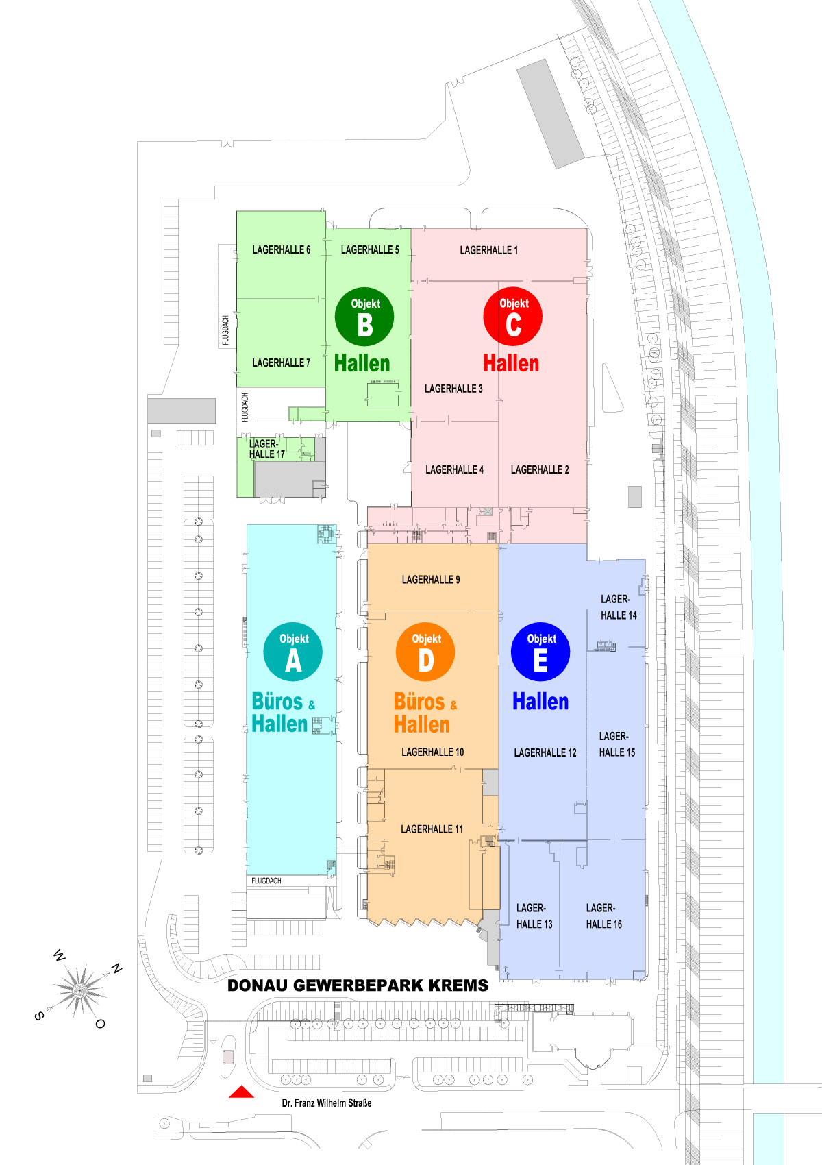 Lageplan des Areals am DGK Donau Gewerbepark Krems